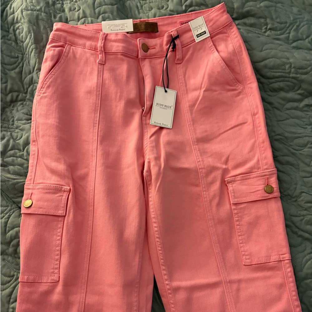 NWT Judy Blue Hot pink cargo jeans
